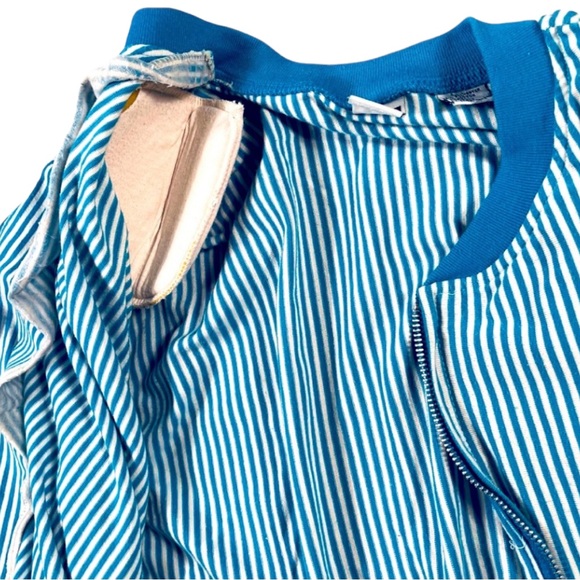 BE Basic Essentials size large VINTAGE zip jacket shoulder pads blue stripes EUC - Picture 5 of 14